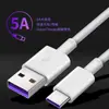 Cabo de carregamento rápido tipo-c de 5A, alongado, PVC branco, para carregamento super rápido de dados Huawei
