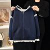 Cardigan estilo coreano para bebês meninas, blusa grande infantil, primavera e outono, nova jaqueta estilosa com capuz e renda, da moda