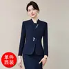 Elegante Vestido Blazer Formal de Anfitriona Nuevo Estilo Chino Conjunto de Dos Piezas Traje Profesional Azul para Mujer