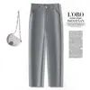 Calça de terno de outono, perna reta, cintura alta, modeladora, versátil, calça longa casual feminina, elegante e com design novo