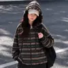 Nuevo conjunto de sudadera con capucha a rayas y pantalones de pierna ancha para otoño e invierno para niñas, estilo coreano, holgado y casual, moderno