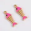 Estilo Lindo Colgante de Espina de Pescado de Aleación Pulsera con Forma de Espina de Pescado de Esmalte Colorido Colgante para Collar Material para Joyería DIY