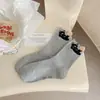 Meias Fofas para Mulheres, Algodão Puro, Estilo Outono e Inverno, Meias de Cano Médio, Fio com Estampa de Desenho Animado, Sem Costura, Estilo Coreano, Meias Femininas Modernas para Primavera e Outono