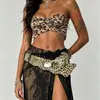 Nuevo Cinturón de Leopardo Estilo Europeo y Americano para Mujer, Cinturilla Elástica de Pedrería de Moda para Vestidos, Decoración de Cintura