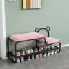 Banqueta para cambiar zapatos de entrada estilo nórdico con zapatero integrado, moderna y sencilla con cojín suave para la entrada del hogar, banqueta para cambiar zapatos de niños