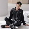 Pijama para hombre, nueva colección otoño/invierno 2026, de manga larga, tejido de seda de hielo, talla grande, conjunto cómodo para estar en casa, adecuado para usar fuera