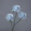 Flor Artificial de Rosa Redonda de Tres Cabezas Flor Artificial Arreglo de Boda Flor de Rosa Individual Adornos para Sala de Estar Flor de Seda Flor Decorativa Boda