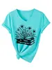 Amazon eBay sitio independiente casual de moda personalizado para mujer camiseta floral de cuello en V de manga corta, en stock de comercio exterior