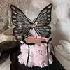 Adornos Decorativos para Pastel de Mariposa Grande Celebridad Cibernética Diosa Bordado Mariposa Grande Cadena de Luces Luminosa Enchufe para Vestido de Fiesta de Cumpleaños