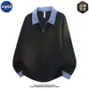 Moletom de Manga Longa com Gola Falsa de Duas Peças de Alta Qualidade da Marca Nasa para Homens na Primavera e Outono Tamanho Grande Casual Solto Tendência