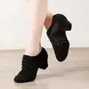 Zapatos de baile latino de tela Oxford con malla para niños, hombres y mujeres, suela suave antideslizante, zapatos de profesor, zapatos de baile cuadrado de tacón medio transfronterizos