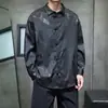 Camisa jacquard de manga longa com padrão de dragão estilo chinês para homens, corte solto, plus size, design retrô com colarinho abotoado, estilo terno Tang, camisa casual para outono e inverno