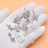 Conjunto de 10 Pingentes e Acessórios de Prata Antiga em Formato de Cacto, 10 Estilos, 1 de Cada, cerca de 13g Por Conjunto