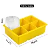 Bandeja de Hielo de Silicona Más Vendida Molde de Bandeja de Hielo Recubierto de Goma de 6 Cavidades Cuadrada Congelación Rápida Fácil de Desmoldar Molde de Bandeja de Hielo para Whisky