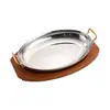 Plato ovalado de acero inoxidable, sartén con forma de huevo, plato comercial de doble asa para mariscos y cangrejos de río, plato estilo occidental para arroz al horno y filete