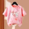 Camiseta Tie-Dye para Niña Verano Manga Corta Top Infantil Nuevo Estampado Holgado Transpirable Versátil Ropa para Niños