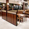 Restaurante Tienda de Hot Pot Stand Mampara de Media Pared Valla Hotel Oficina Pantalla de Cristal Mimbre Pantalla de Madera