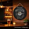 Comercio Exterior Lata Redonda Pintura de Hojalata Receta de Cóctel Pintura Decorativa 20/30cm Tienda de Bar Adornos de Hojalata con Cuerda de Cáñamo