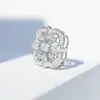 Platino Estilo Japonés y Coreano Lujo Ligero Super Brillante Diamante Trébol de Cuatro Hojas Colgante para Mujer Diamante Real Ojo de Caballo Cadena para Clavícula
