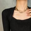 Collar de Cadena de Cuchilla Tejida Distintivo Estilo Europeo y Americano Hip-Hop Acero Inoxidable para Mujer Trendy Distintivo Cadena Clavicular Cadena de Acero Titanio