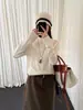 Camiseta Base de Lana Tejida Han Xun con Cuello Alto y Rizos Naturales para Mujer, Otoño/Invierno 2026, Multicolor, Corte Relajado, Capa Interior 27551