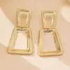 Pendientes Geométricos de Rombo y Hoja de Flor de Rosa Metálica Hueca Pendientes de Corazón Exagerados Joyería para Mujer