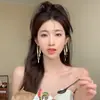 Brincos de Clipe com Franjas de Corrente Brilhante Estilo Coreano Cool Brincos Longos Estilosos Elegantes Brincos Perfurados