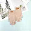 Luvas de tricô fofas de cinco dedos com forro de fleece espesso para outono e inverno, luvas simples à prova de frio para ciclismo, com tela de toque, quentes e protetoras
