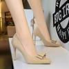 8316-H82 Banquete Europeu e Americano Salto Alto Estileto Raso Camurça Bico Redondo Laço Elegante Salto Alto Sapatos Solteiros Sapatos Femininos