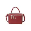 Bolsa Vintage Camélia Caixa com Padrão Lichia, Bolsa de Mão Quadrada Pequena Simples e Versátil, Bolsa Transversal de Ombro Fashion para Mulheres