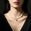 Collar transfronterizo de estilo oceánico de doble capa europeo y americano para mujer, con estrellas de mar, conchas y perlas, adecuado para vacaciones
