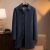 Casaco de Lã de Face Dupla com Forro Longo Removível de Penas de Ganso Corta-vento Outwear Masculino de Outono e Inverno Casaco Casual de Negócios para Homens