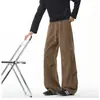 Calça casual larga e moderna de veludo cotelê para homens, estilo coreano, para primavera e outono, perna reta, calça de moletom plus size, calça esportiva longa masculina