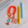Chaveiro de mola colorida linha de telefone corda elástica telescópica chaveiro semiacabado diy corda de mão anti-perda atacado