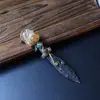 Daga Mágica de Cristal Natural Transfronteriza, Obsidiana, Amatista, Varita Mágica, Pieza Tallada, Brujería de Cristal, Artículos de Decoración para el Hogar