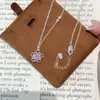 Colar de Diamante Coração Estrela Roxa Corte Rosa Light Luxury para Mulheres 2026 Novo Design de Nicho Corrente para Clavícula Corrente de Pescoço de Alta Qualidade