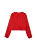 Moda Marca Z Transfronteriza Satén de Seda Ropa para Mujer Estilo de Venta Caliente Aliexpress Camisa Texturizada Estilo Europeo y Americano Globo Rojo Dulce Za