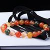Pulsera Circular Sola de Cristal Fulu Shou, Pulsera Fulu Shou Roja, Amarilla y Verde, Pulsera de Cristal de Piedra Preciosa Pelo de Conejo Rojo