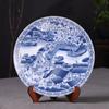 Jingdezhen azul e branco porcelana pendurada placa novo estilo chinês casa sala de estar decoração placa Qingming rio pintura artesanato placa decoração