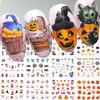 Adesivos de unha com marca d'água novos transfronteiriços grandes Halloween DIY caveira abóbora fantasma adesivos de unha com marca d'água atacado