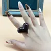 Anel de Resina Europeu e Americano Estilo Coração Transfronteiriço para Mulheres Estilo Ins Anel Halo Tingido Coração Grande Textura Degradê Pulseira Atacado