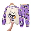 Pijama Infantil de Venta Caliente al por Mayor, Manga Larga, Pantalón Largo, Costura, Dibujo Animado, Set Cinnamoroll, Se Puede Usar Fuera de Casa, Ropa para Niñas