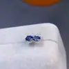 Pendientes de zafiro natural enviados, buen color plata S925 Seiko incrustación piedra principal tamaño 4*5mm