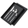 Conjunto de talheres de aço inoxidável com cabo quadrado da Amazon, faca, garfo e colher, cinco peças, conjunto de comida ocidental para hotel, logotipo personalizado