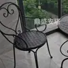 Conjunto de Mesa e Cadeira de Ferro para Varanda Interna, Conjunto de Mesa e Cadeira de Ferro para Pátio Externo e Jardim, Mesa Redonda, Conjunto de Três Peças para Mesa e Cadeira de Loja de Chá com Leite