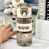 Taza de Plástico con Dos Popotes para Beber, Estilo Ins, Nueva para 2026, para Hombres y Mujeres, Alto Valor Estético, Gran Capacidad, Taza de Agua Portátil Antiescaldante