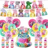 Nova Decoração de Festa de Aniversário Infantil Tema Peppa Pig Bandeira de Porquinho Rosa Conjunto de Velas para Bolo