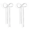 Amazon Transfronterizo Pendientes Brillantes de Lazo con Cadena de Circonita y Borla Joyería de Moda para Mujer Regalos Navideños