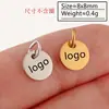 Colgantes pequeños de acero inoxidable pulido en stock con las formas de corazón, hexágono, óvalo y rectángulo con logotipo y texto grabados con láser