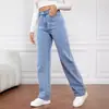 Comércio Exterior Transfronteiriço Roupas Femininas Novo Estilo Europeu e Americano Jeans Lavado Feminino Moda Outono e Inverno 2025 Calças Retas Largas Atacado